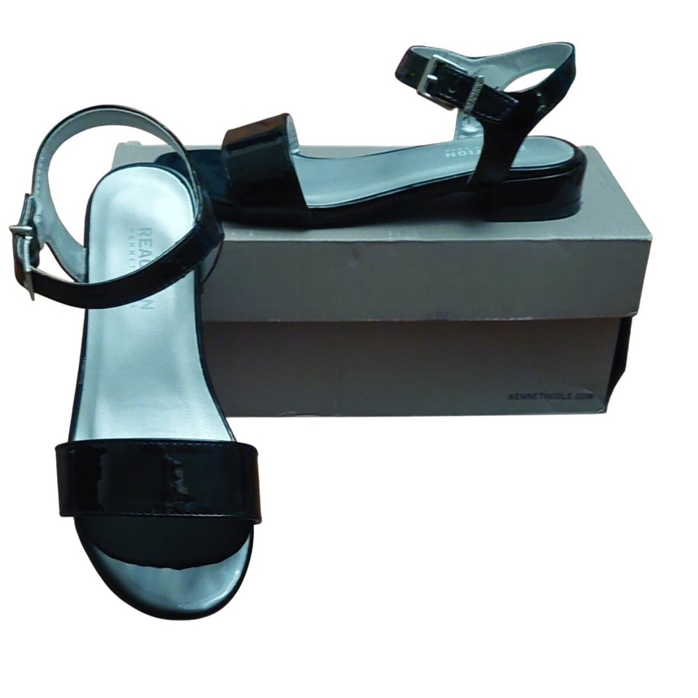 Kenneth Cole Reaction Girls Patent Leather Sandals Sz 1 Open Toe Bella Raine